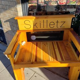 Exterior outside entrance of Skillet'z Cafe - Promotional chair - Fremont, California Exterior outside entrance of Skillet'z Cafe - Promotional chair - Fremont, California