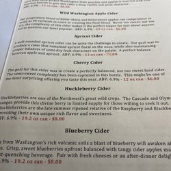 Roslyn Brewing Company - Cider menu