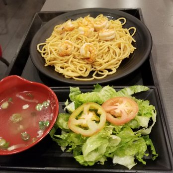 Red Flame - Shrimp Garlic Noodles! Dry, but good flavor! Soup and salad were refeshing and light. - Hot Pot Near Me - Westminster, California Red Flame - Shrimp Garlic Noodles! Dry, but good flavor! Soup and salad were refeshing and light. - Hot Pot Near Me - Westminster, California