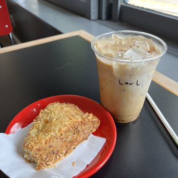 Compton’s Coffee House - Vegetable scone, iced lavender latte - Cafes Near Me - San Francisco, California