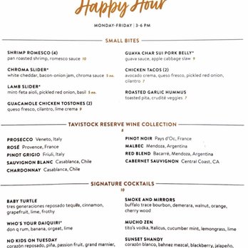 Chroma Modern Bar + Kitchen - Happy hour menu - New American Near Me - Orlando, Florida Chroma Modern Bar + Kitchen - Happy hour menu - New American Near Me - Orlando, Florida