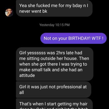 KD Styles - A customer who saw my post on ig and expressed her bad experience as well. - Hair Salons Near Me - San Leandro, California KD Styles - A customer who saw my post on ig and expressed her bad experience as well. - Hair Salons Near Me - San Leandro, California