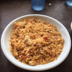 Sami's Place - Chicken and Rice, topped with cheese dipping sauce. $5.75 lunch menu