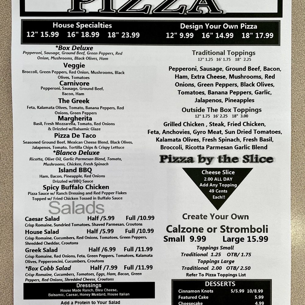 The Pizza Box - Menu page 1 - Pizza Near Me - Virginia Beach, Virginia The Pizza Box - Menu page 1 - Pizza Near Me - Virginia Beach, Virginia