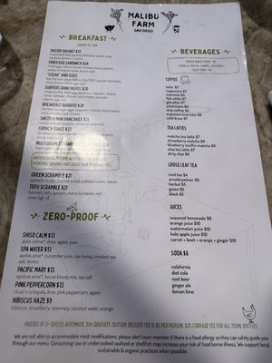 Menu photo 7 Malibu Farm San Diego, CA