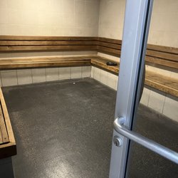 Fitness Connection - Spacious women's dry sauna room. Heater is to the right.