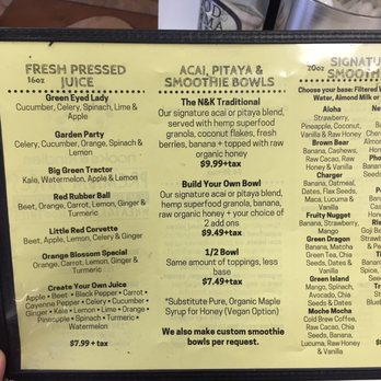 nooks Organic - Menu. - Juice Bars & Smoothies Near Me - Roslyn, New York