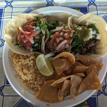 Pinches Tacos - combo plate with a asado taco, carnitas taco, and a pollo taco - Mexican Near Me - Los Angeles, California Pinches Tacos - combo plate with a asado taco, carnitas taco, and a pollo taco - Mexican Near Me - Los Angeles, California