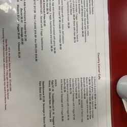Country Corner Cafe - Menu