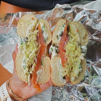Blackberry Inn Kitchen - Lox bagel on garlic bagel add lettuce - Bagels Near Me - Watkins Glen, New York