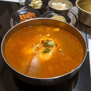 Sikgaek - Korean-style cheese ramen, with shrimp and egg in a spicy broth - Korean Near Me - Mississauga, Ontario Sikgaek - Korean-style cheese ramen, with shrimp and egg in a spicy broth - Korean Near Me - Mississauga, Ontario