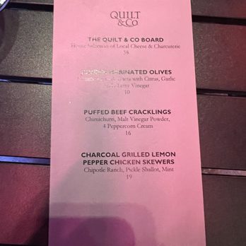 Quilt & Co - Menu - Wine Tasting Room Near Me - Napa, California Quilt & Co - Menu - Wine Tasting Room Near Me - Napa, California