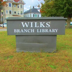 Wilks Branch Library - Looks like someone rammed a car into the sign