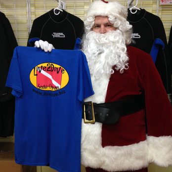 Live2Dive Scuba Company - Santa doesn't care what time of year it is; Live2Dive T-Shirts make great gifts! - Scuba Diving Near Me - Samoa, California
