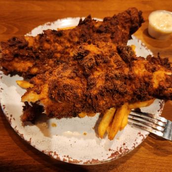 Ramble Creek Grill - Fried catfish fillets with coleslaw, tarter sauce, and fries. - Steakhouses Near Me - Richmond, Texas Ramble Creek Grill - Fried catfish fillets with coleslaw, tarter sauce, and fries. - Steakhouses Near Me - Richmond, Texas