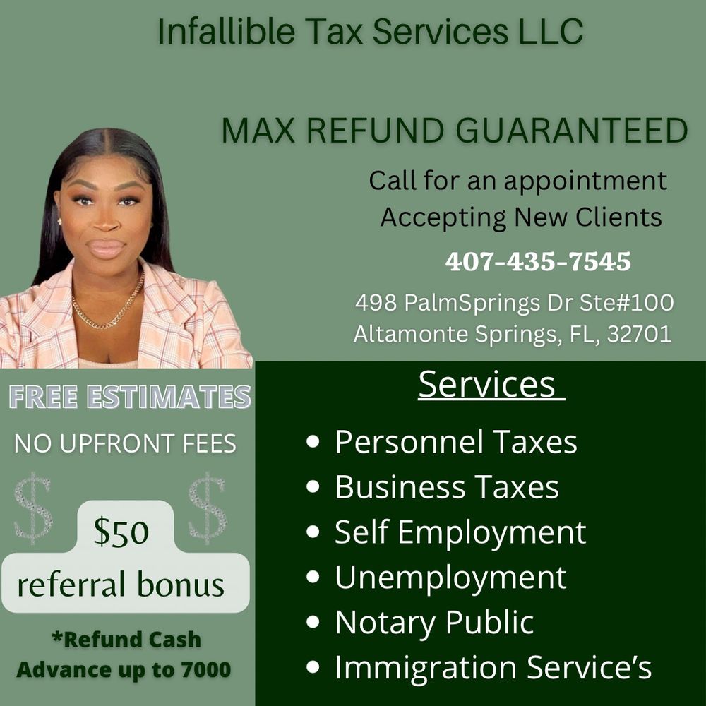 INFALLIBLE TAX SERVICE’S Request a Quote 498 Palm Springs Dr