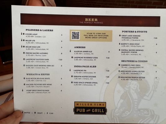 Menu photo 2 Miller Time Pub & Grill Milwaukee, WI