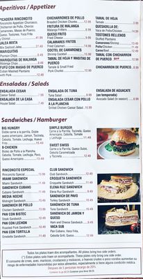 Menu photo 1 El Rinconcito Latino Miami, FL