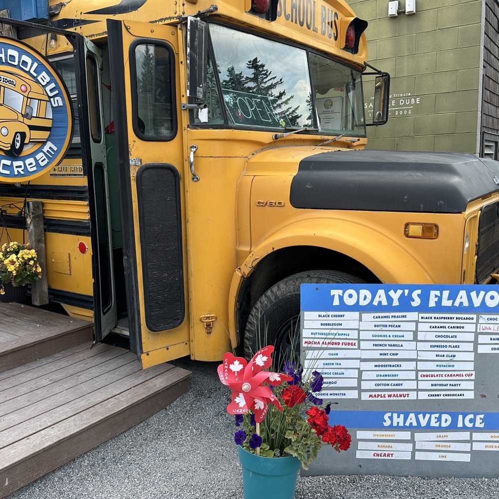 Old School Bus Ice Cream - This is the bus with ice cream menu - Ice Cream & Frozen Yogurt Near Me - Canmore, Alberta