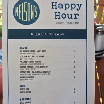 Nelson's - Happy Hour menu part 1 - Seafood Near Me - Rancho Palos Verdes, California