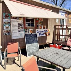 Menu board walk up window and waiting area