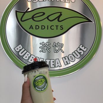 Tea Addicts - Matcha milk tea with boba and pudding - Bubble Tea Near Me - Seattle, Washington Tea Addicts - Matcha milk tea with boba and pudding - Bubble Tea Near Me - Seattle, Washington