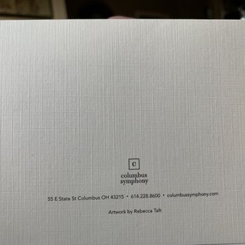 Columbus Symphony Orchestra - Thank you card for attending symphony - Performing Arts Near Me - Columbus, Ohio