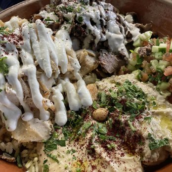 Ayat NYC - Mixed shawarma - a work of art but missing something, e.g. cumin, paprika, clove, allspice, turmeric. Don't know! - Arabic Near Me - Brooklyn, New York
