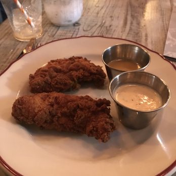 Haberdish - Chicken tenders with two dipping sauces (honey mustard and white bbq) - Southern Near Me - Charlotte, North Carolina Haberdish - Chicken tenders with two dipping sauces (honey mustard and white bbq) - Southern Near Me - Charlotte, North Carolina