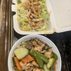 Shiki Sakura - Moo goo gai pan and grilled chicken salad