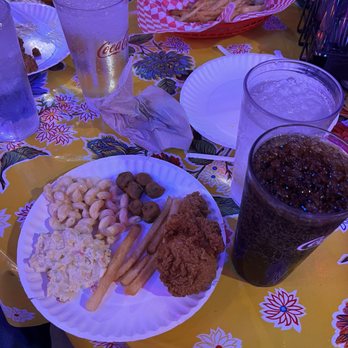 Champy's Chicken - My food plate. Cola Fries Potato Salad Fried Okra Mac N cheese - Southern Near Me - Madison, Alabama