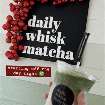 Daily Whisk Matcha - strawberry matcha latte with the holiday sign! - Cafes Near Me - Honolulu, Hawaii
