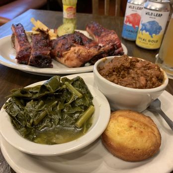 Country's Barbecue - Double Rib & Chicken combo Platter. Collards and Adult chili sides, w/cornbread. - Barbeque Near Me - LaGrange, Georgia Country's Barbecue - Double Rib & Chicken combo Platter. Collards and Adult chili sides, w/cornbread. - Barbeque Near Me - LaGrange, Georgia