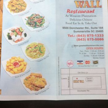 Great Wall Restaurant - Menu - Chinese Near Me - Summerville, South Carolina Great Wall Restaurant - Menu - Chinese Near Me - Summerville, South Carolina