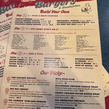 Cherry Cricket - Cherry Creek - A very ample menu - Burgers Near Me - Denver, Colorado