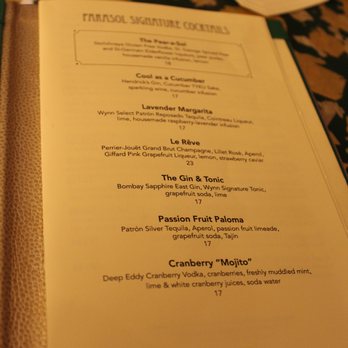 Overlook Lounge, Aperitifs & Spirits - Menu - Lounges Near Me - Las Vegas, Nevada