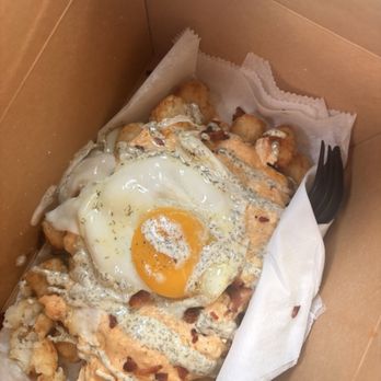 High Grounds Cafe - Hash brown with crab dip - Coffee Roasteries Near Me - Baltimore, Maryland