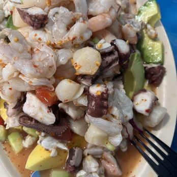 Mariscos El Nacho - Pastelito de Mariscos... Seafood tower after i smashed it - Mexican Near Me - Merced, California Mariscos El Nacho - Pastelito de Mariscos... Seafood tower after i smashed it - Mexican Near Me - Merced, California