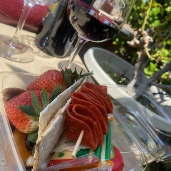 Wiens Cellars - Small picnic charcuterie plates we brought for the guests - Wine Tasting Room Near Me - Temecula, California