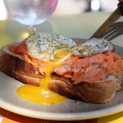Avalon Cafe And Kitchen - Ann Arbor - Smoked Salmon Toast ($14) - Better than the shakshuka but a bit salty. Comes with lox, goat cheese, sundried tomato basil spread, egg.