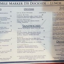 Mile Marker 158 Dockside - Lunch Menu