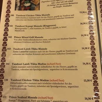 Prince Of India - House specialties menu - Indian Near Me - Mannheim, BW Prince Of India - House specialties menu - Indian Near Me - Mannheim, BW