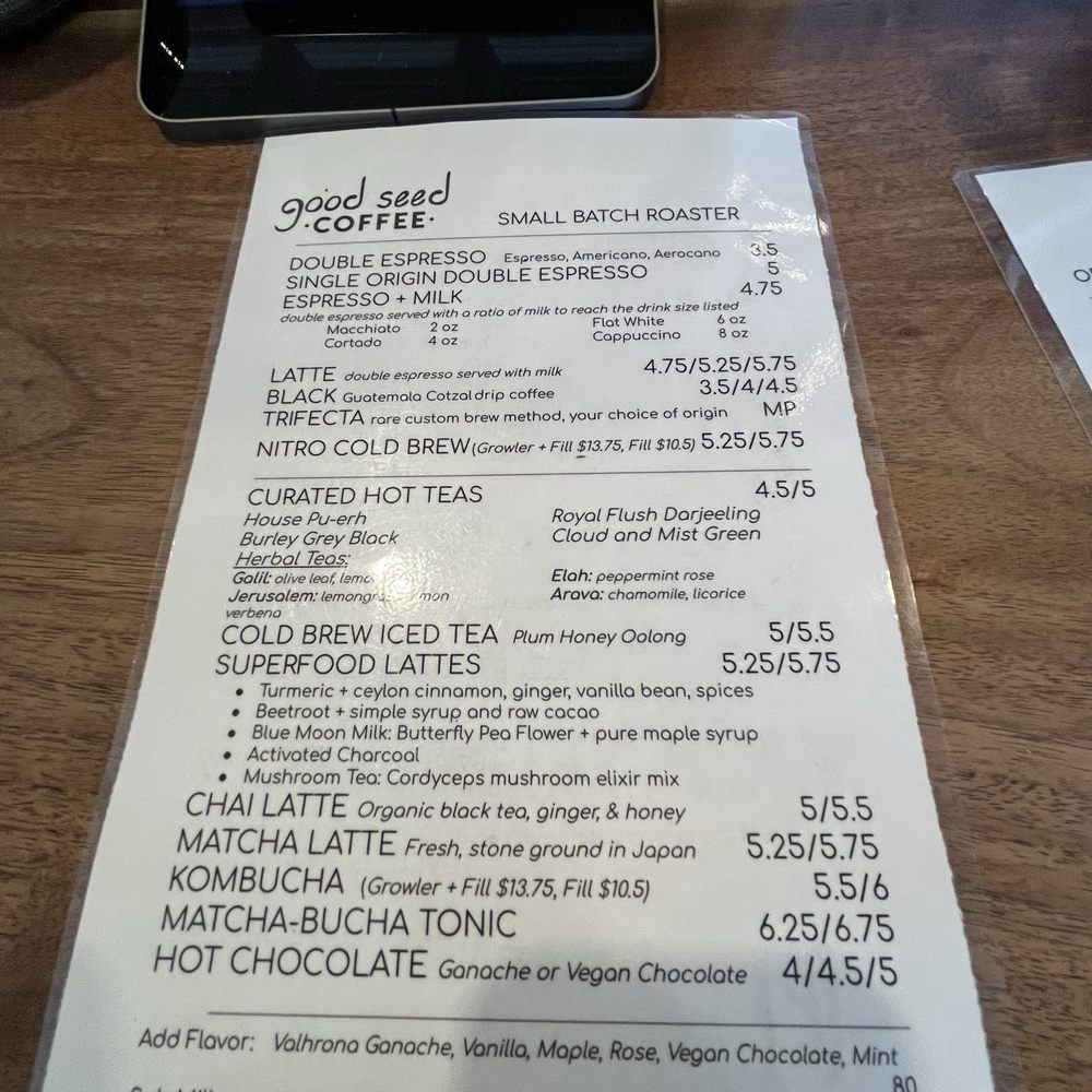 Good Seed Coffee Boutique - Menu - Coffee Roasteries Near Me - Solvang, California