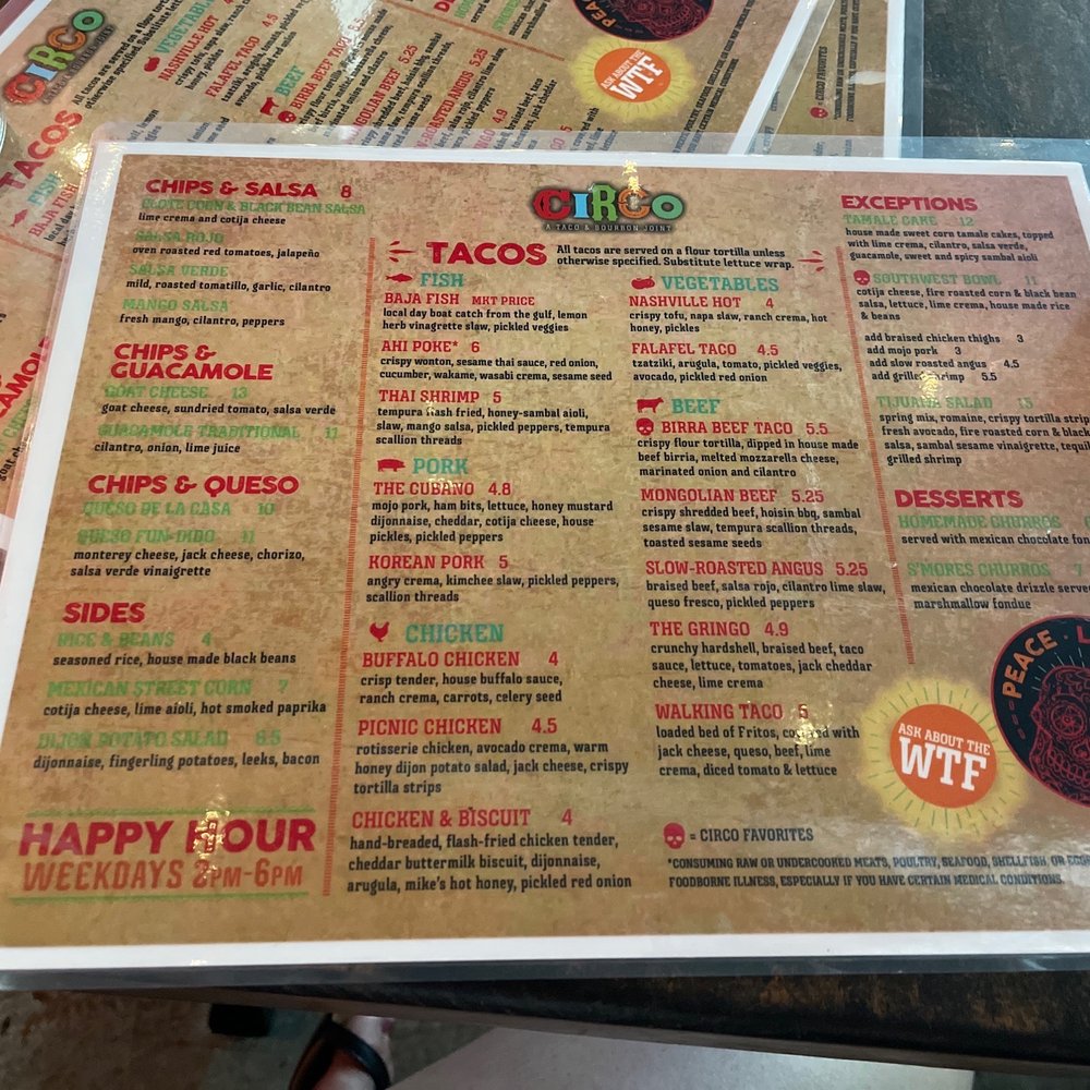 Circo - Menu - Mexican Near Me - Sarasota, Florida Circo - Menu - Mexican Near Me - Sarasota, Florida