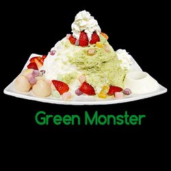 BearyLicious - Matcha GreenTea and Lychee Snow with a variety of toppings.