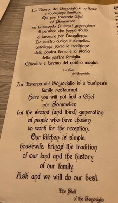 Menu photo 3 Il Gozzoviglio Cortona, AR