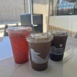 Strawberries And Cream Refresher (Left), Iced Mocha (Middle), and Iced Coffee (Right) Strawberries And Cream Refresher (Left), Iced Mocha (Middle), and Iced Coffee (Right)