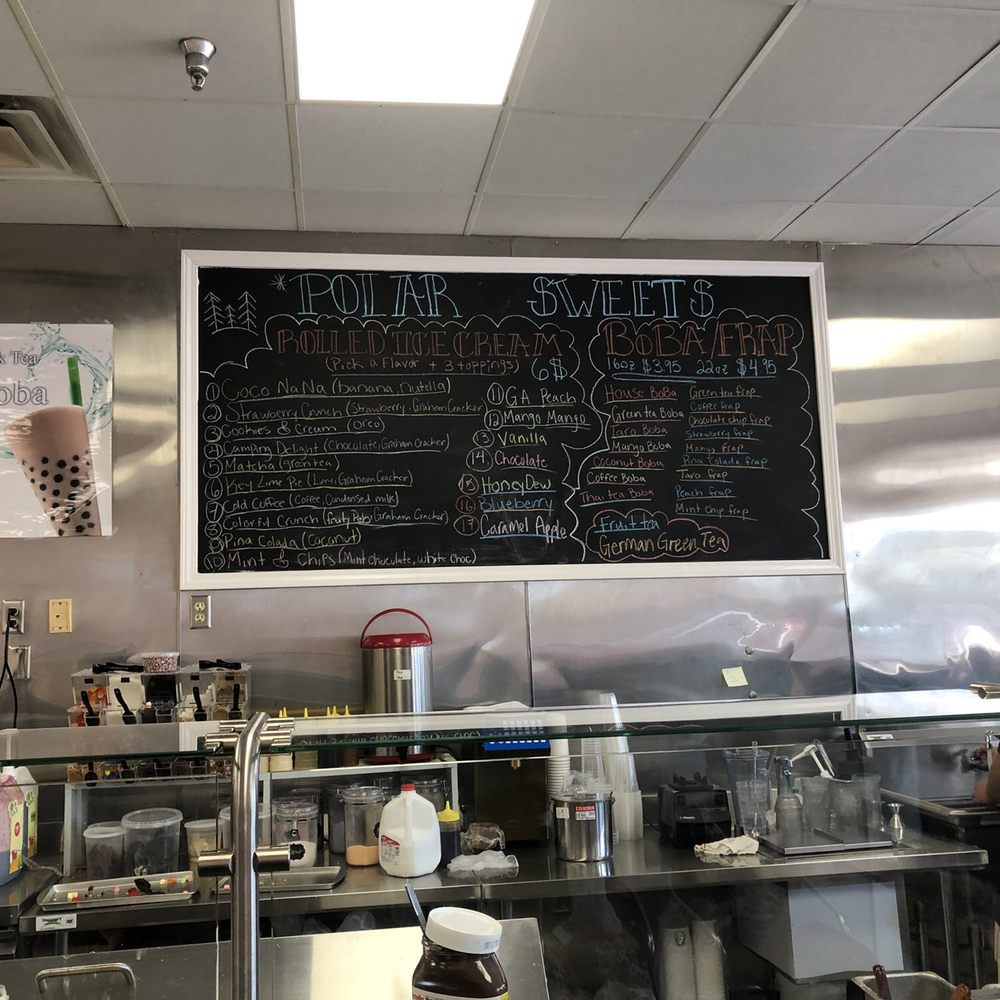 Polar Sweets - Menu for rolled ice cream bubble tea and fraps - Desserts Near Me - Hinesville, Georgia Polar Sweets - Menu for rolled ice cream bubble tea and fraps - Desserts Near Me - Hinesville, Georgia