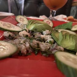Tres Caminos Pontoon Beach - Ceviche not marinated in citrus long enough!!