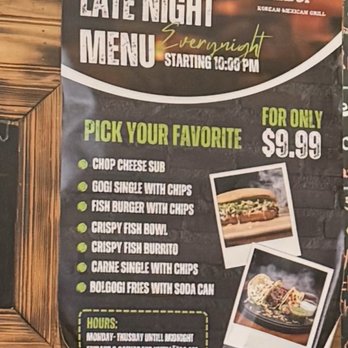 Bebop Korean Mexican Grill Catonsville - Late night Menu - Halal Near Me - Catonsville, Maryland